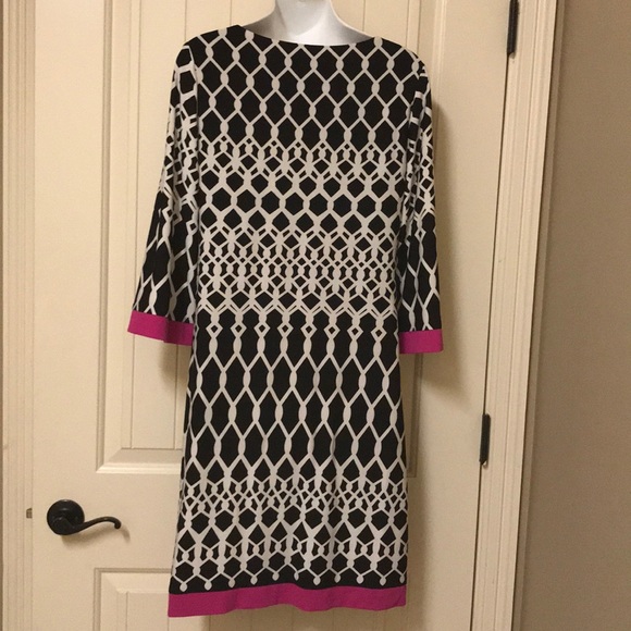 Jessica Howard Black/Pink Wear to Work Shift Dress - Picture 3 of 4